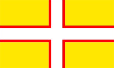 İngiltere 'nin Dorset ilçesinin resmi bayrağı beyaz ve siyah üzerine