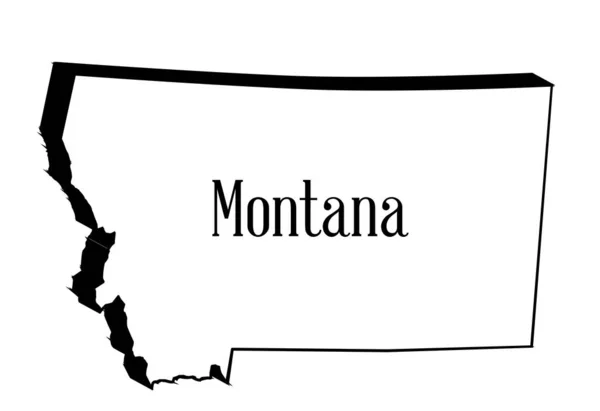 Outline Map Silhouette State Montana Isolated White — Stock Vector