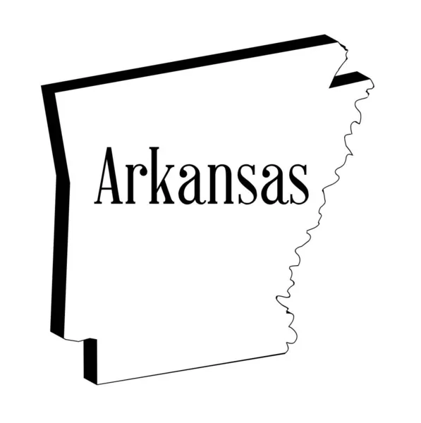 State Silhouette Map Outline Arkansas White Background — Stock Vector