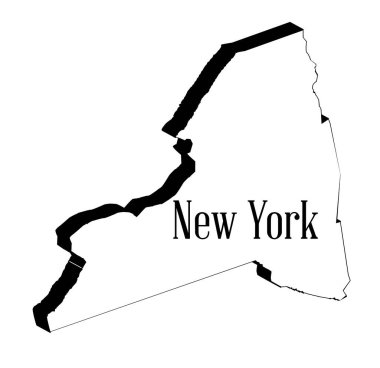 Beyaz arka plan üzerinden New York eyaletinin eyalet haritası.