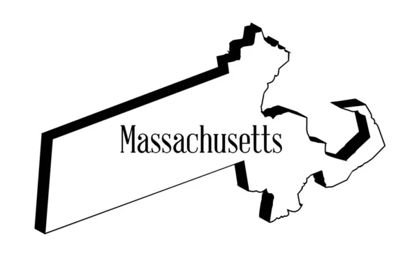 Esquema Del Mapa Estatal 3Dof Massachusetts Sobre Fondo Blanco — Archivo Imágenes Vectoriales