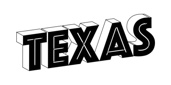 Texas Word Stavning Svart Och Vitt Block Text Vit Bakgrund — Stock vektor