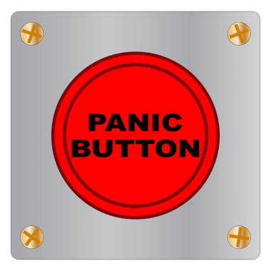 Beyaz arka plandaki büyük kırmızı acil durum düğmesi.