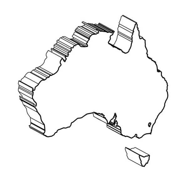 Esquema Mapa Australia Sobre Fondo Blanco — Archivo Imágenes Vectoriales