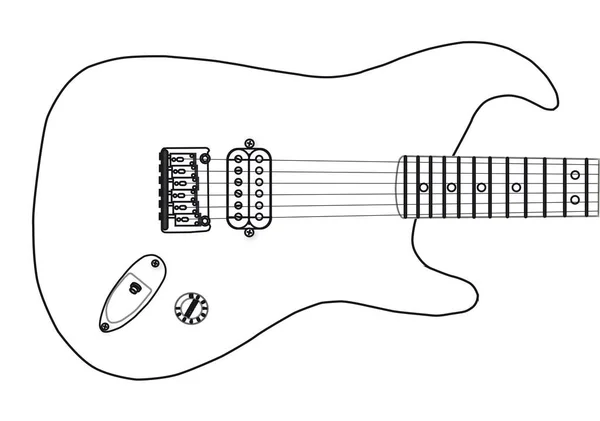 Desenho Esboço Guitarra Incomum Definir Ion Fundo Branco —  Vetores de Stock