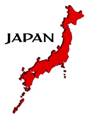 Japonya 'nın 3 boyutlu haritası beyaz bir arkaplan üzerinde izole edildi