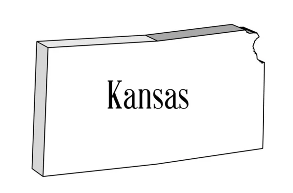 Outloine Carte État Kansas Sur Blanc — Image vectorielle