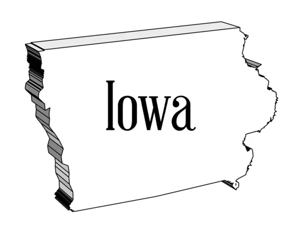 Delinear Mapa Estado Iowa Sobre Fundo Branco — Vetor de Stock