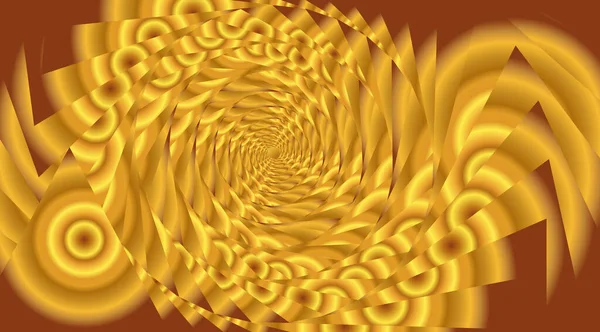 金の三角形の抽象的な回転スパイラル — ストックベクタ