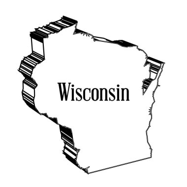 Amerikan eyaleti Wisconsin 'in 3D haritası.