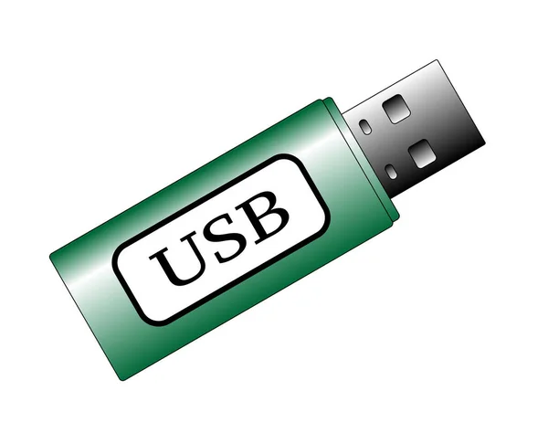 Single Computer Usb Memory Stick Isolated White Background — Stock Vector
