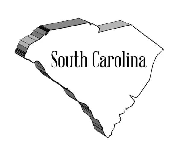 Garis Luar Peta Dari Negara Bagian Carolina Selatan - Stok Vektor