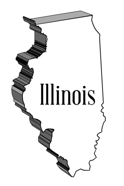 Overzicht Kaart Van Amerikaanse Staat Illinois Een Witte Achtergrond — Stockvector
