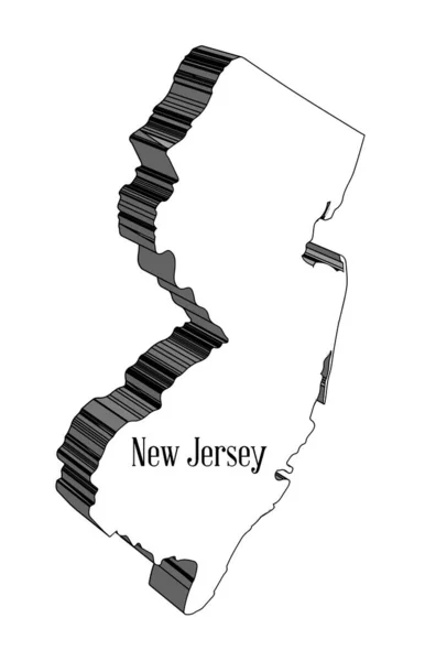 Plan État New Jersey Sur Fond Blanc — Image vectorielle
