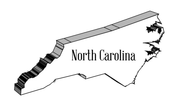 Delinear Mapa Estado Carolina Norte —  Vetores de Stock