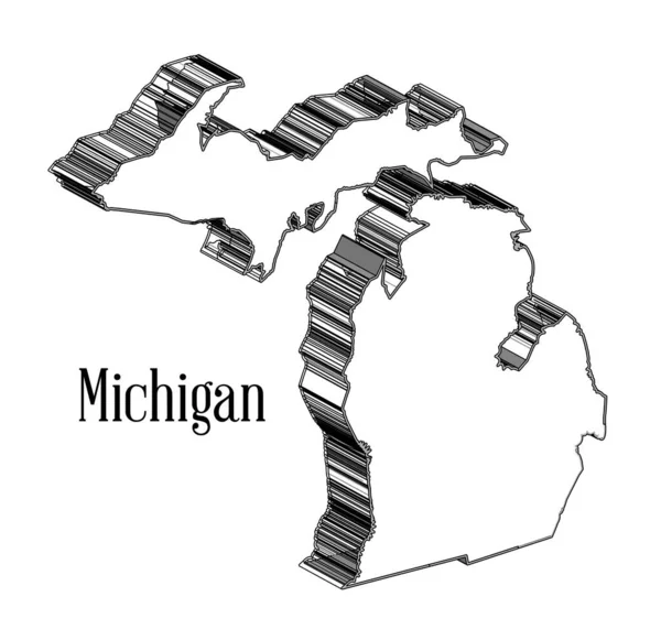 Obrys Mapy Státu Michigan — Stockový vektor