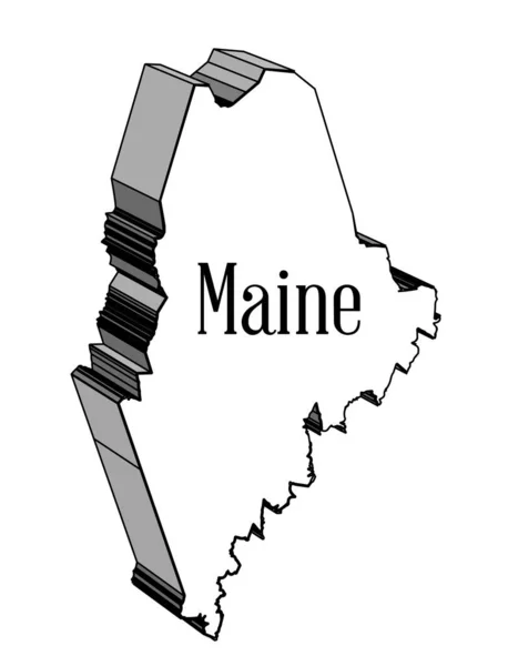Silhouette Map Usa State Maine — 스톡 벡터