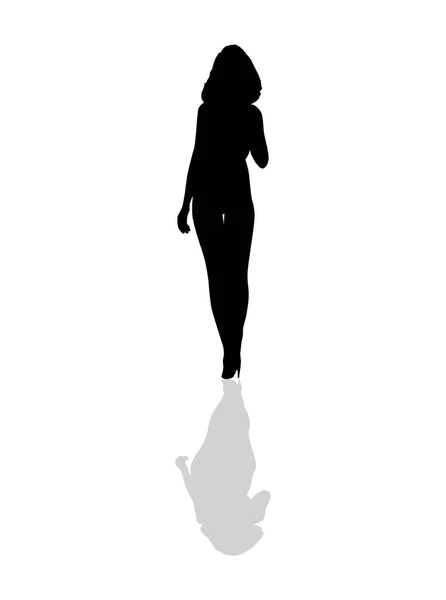 Silhouette Une Femme Sexy Jetant Une Ombre Isolée Sur Blanc — Image vectorielle