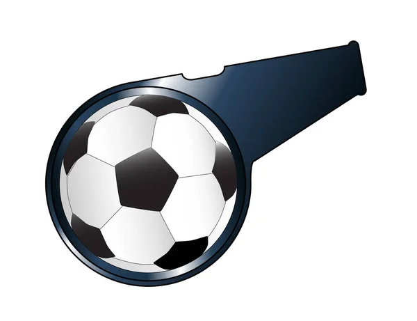 Typical Referee Soccer Football Whistle Isolated White Background — Stock Vector