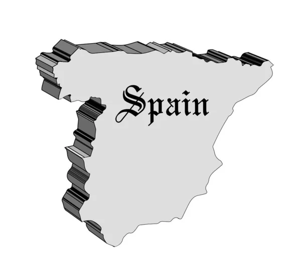 Outline Map Spain White Background — Stock Vector