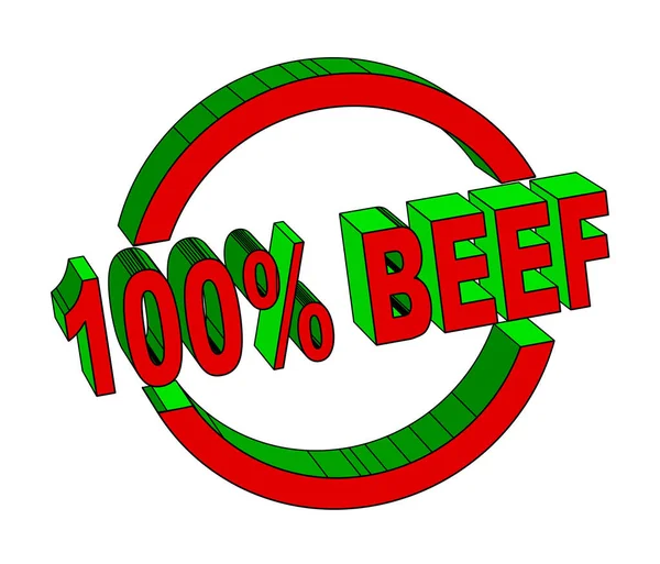 100 Por Ciento Beef Rojo Rojo Verde Bloque Letra Logotipo — Vector de stock