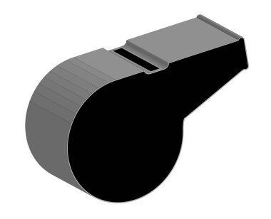 Beyaz arka planda izole edilmiş tipik bir hakem düdüğü