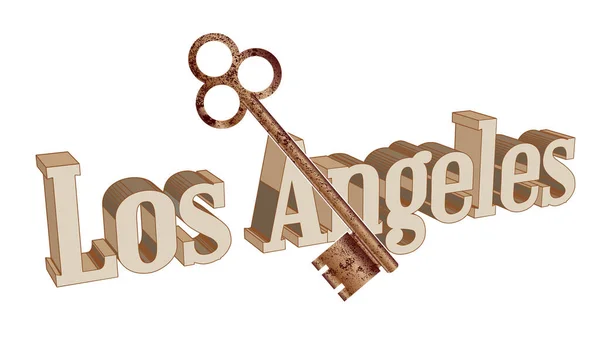 Der Schlüssel Zur Stadt Los Angeles Über Texy Auf Weiß — Stockvektor
