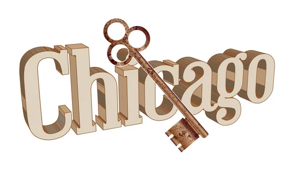 Klíč Městu Chicago Přes Texas Bílém — Stockový vektor