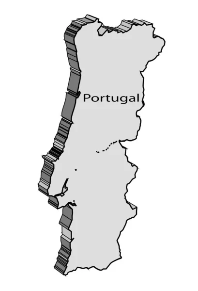 Outline Map Portugal White Background — 图库矢量图片