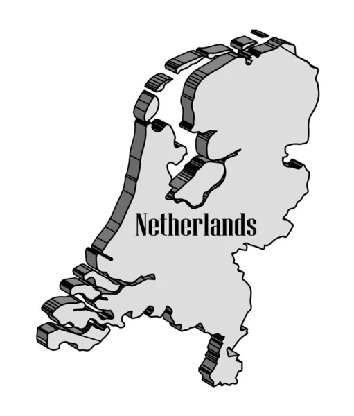 Disposition Karta Över Nederländerna Över Vit Bakgrund — Stock vektor