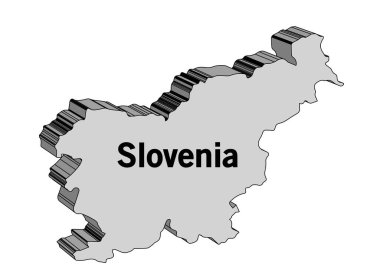 Slovenya 'nın beyaz arkaplan üzerindeki 3D haritası