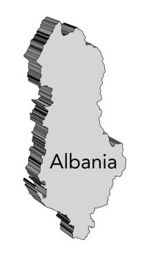 Beyaz bir arkaplan üzerinde Arnavutların 3D haritası