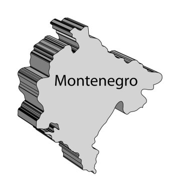 Karadağ 'ın beyaz arkaplan üzerindeki 3D haritası