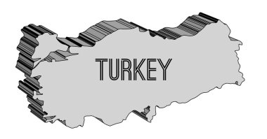 Türkiye 'nin beyaz arkaplan üzerindeki 3D haritası