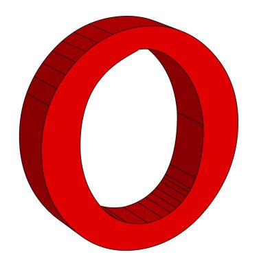 Omicron - Yunan alfabesinden üç boyutlu bir harf beyaz arkaplan üzerinde izole edilmiş.