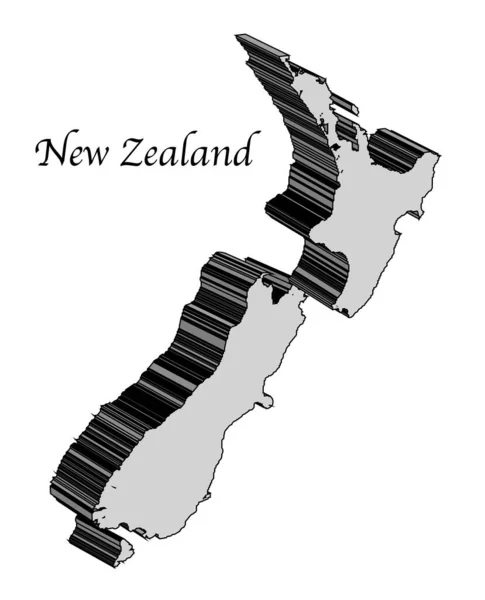 Outline Map New Zealand White Background — Vettoriale Stock