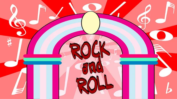 Jukebox Depiction Text Rock Roll Music Notation Background — 图库矢量图片
