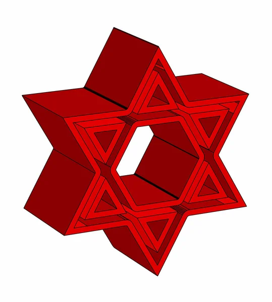 Estrela Bandeira Israel Relevo Vermelho Isolado Fundo Branco — Vetor de Stock