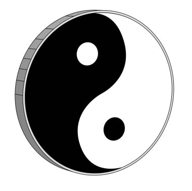 Yin Yang doğu sembolü 3 boyutlu beyaz arka plan
