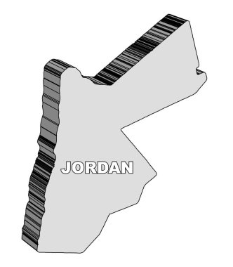 Arap Birliği ülkesi Ürdün 'ün 3D haritası