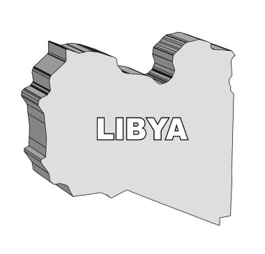 Arap Birliği ülkesi Libya 'nın 3D haritası