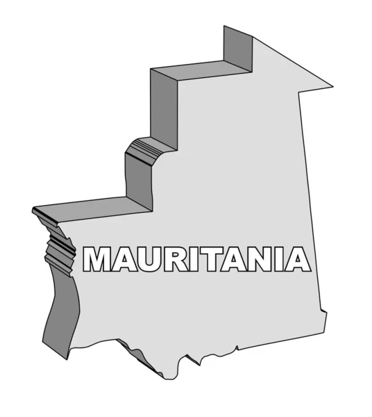 Obrys Mapy Země Arabské Ligy Mauritánie — Stockový vektor