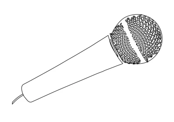 Etapa Nebo Nahrávání Mikrofonu Čáře Kreslení Přes Bílé Pozadí — Stockový vektor