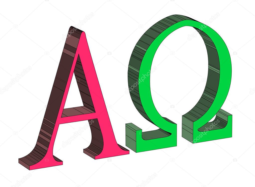 The Alpha and Omega symbols from the Christian religion.