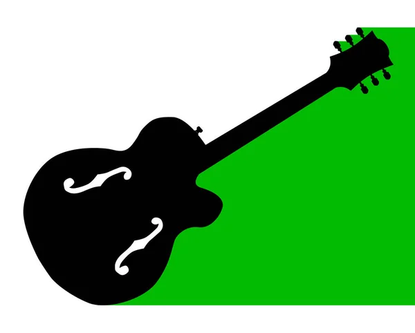 Typical Country Western Guitar Black Silhouette White Green Shadow Background — Stock Vector