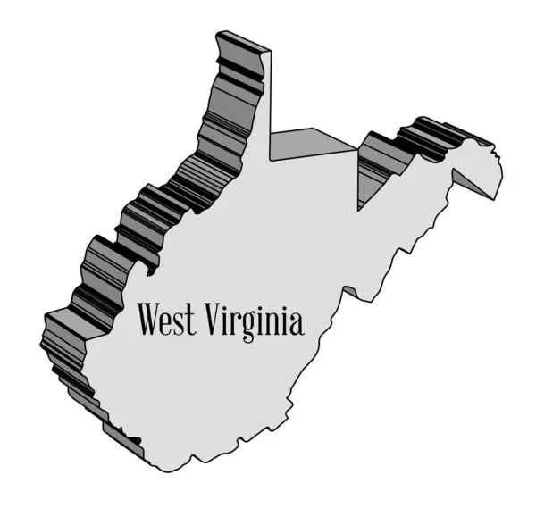 West Virginia Outline Map White Background — Vetor de Stock