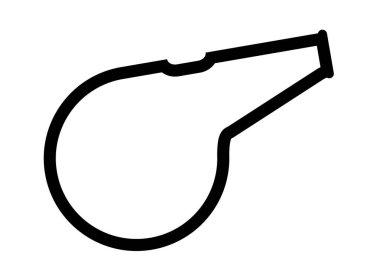 Tipik bir hakem futbol ıslığı siyah hatlı beyaz arka planda izole edilmiş.