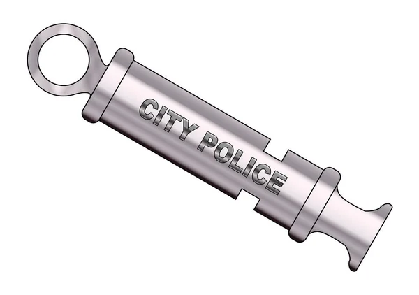 Typical City Police Whistle Isolated White Background — Stock Vector