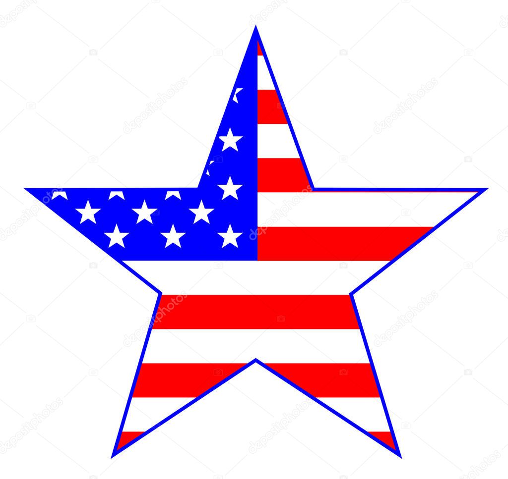 The 'Stars and Stripes' flag of the United States of America set behind a large star shape