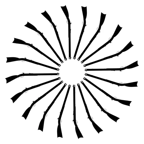 Mandale Vieux Fusils Mousquet Cercle Noir Blanc — Image vectorielle